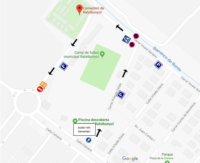 Itinerari per als vehicles el dia de Tots Sants.
Respectem la senyalització per favor.