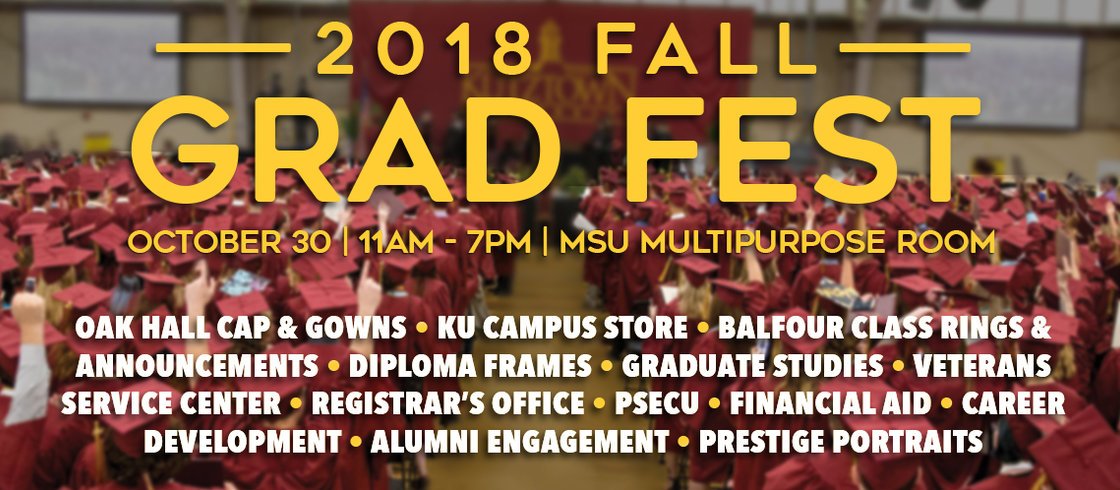 🎓TODAY is the DAY! Grad Fest, 11am - 7pm in the MSU multipurpose room. It is your one-stop shop for all things commencement! 👨🏽‍🎓👩🏽‍🎓#GradFest #Classof2018 #Capandgown #tickets #announcements #classrings #giveaways #Decembergrads #Fallcommencement