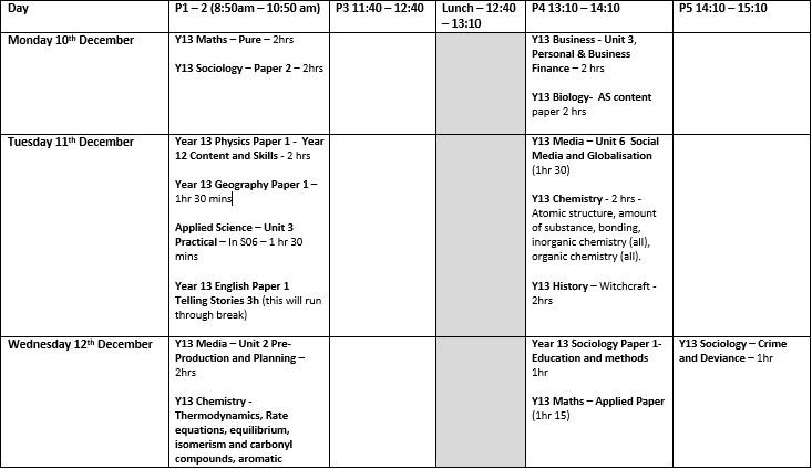 WApost16's tweet photo. Today we issued our Year 13 mock timetable to students. Students should begin preparing for December mocks which begin on Monday 10th and run until Friday 14th December 2018. Results will be discussed at parents evening on Thursday 17th January 2019. https://t.co/BEEOkj1ytg
