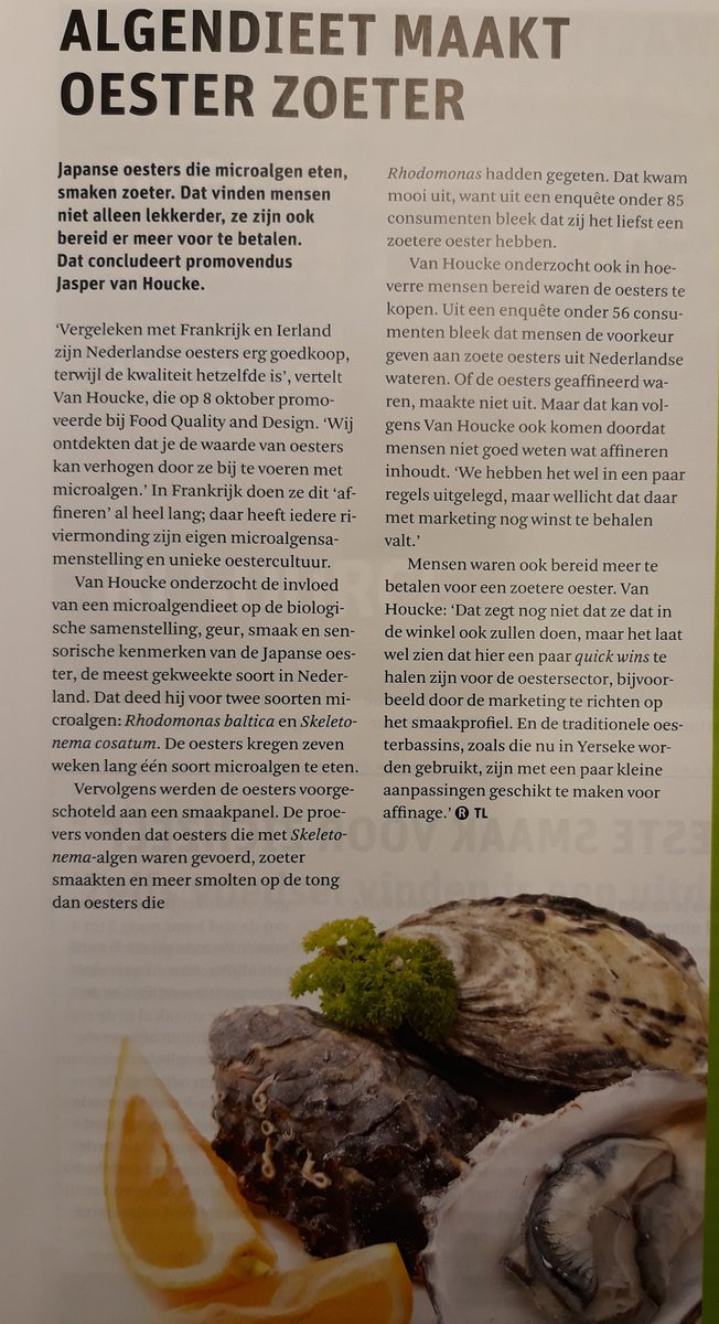 FoodProfDay's tweet image. Oesters smelten op de tong.  Een uitdaging voor de gastronomie. Gelezen in Resource Wageningen University&amp;amp;Research