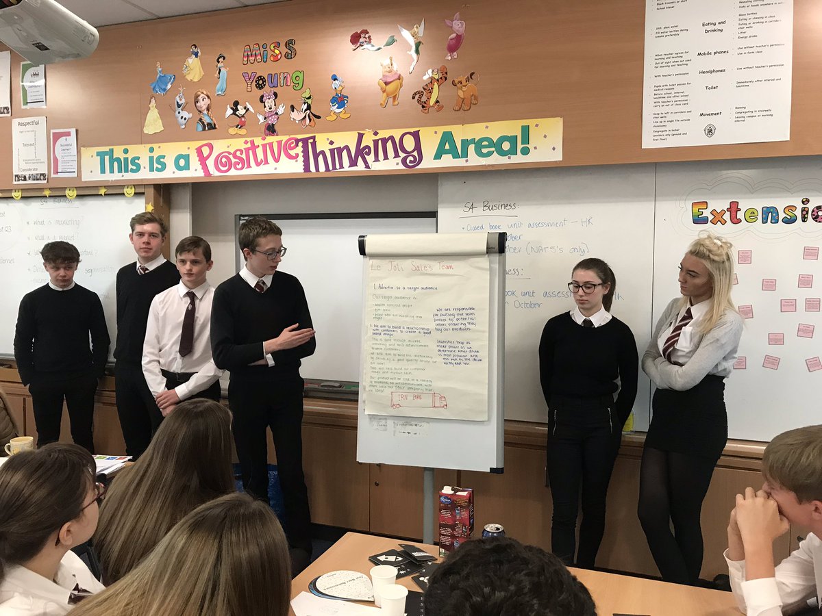 Finally, our sales team, they presented how they would advertise their new product and told us how to build a good relationship with any potential customers!