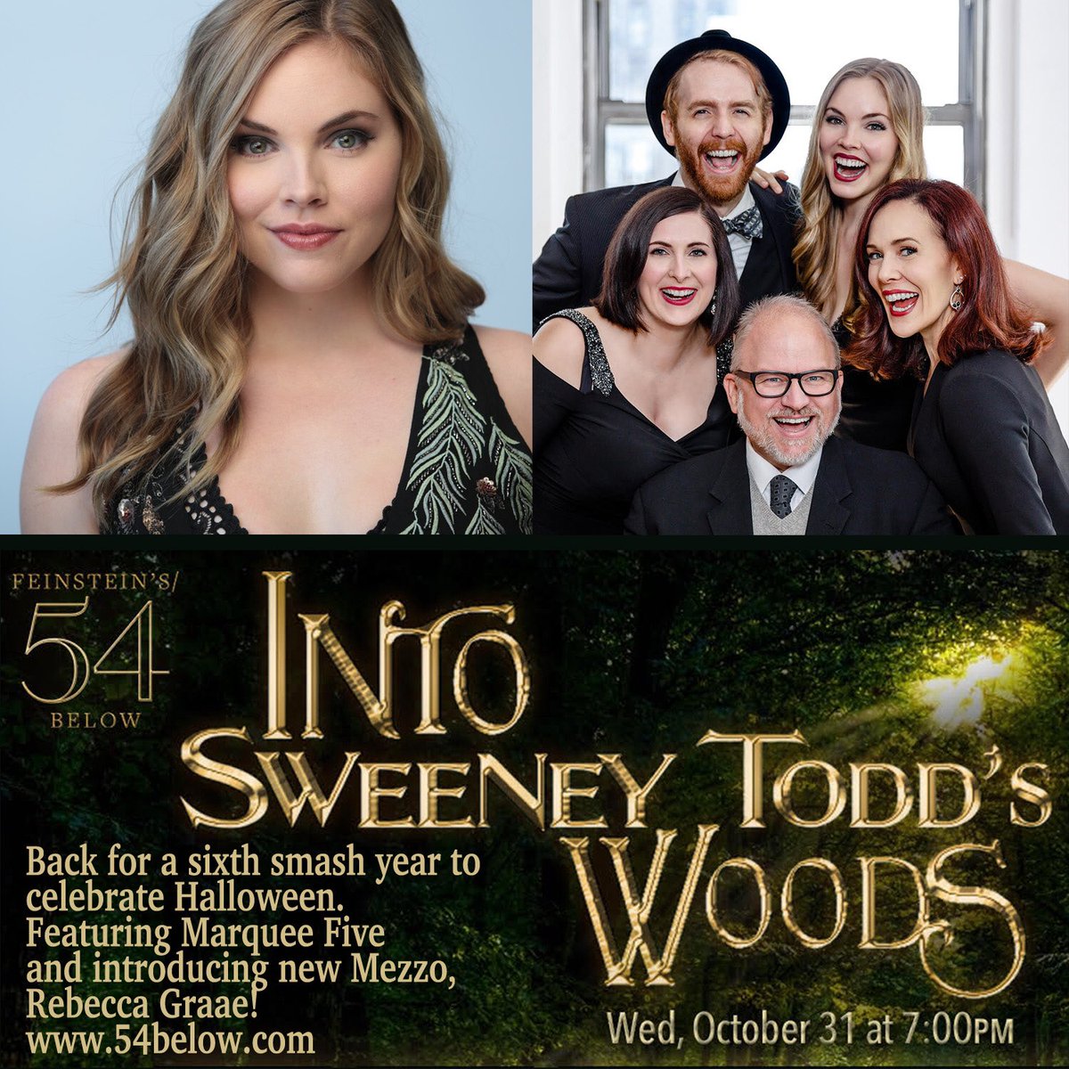 In “Into Sweeney Todd’s Woods” on Halloween Night, we share the @54below stage w/ #Broadway and #Cabaret greats, and introduce our new Mezzo, Rebecca Graae! $5 discount online with code “ISTW5” at 54Below.com. 7pm start (doors open 5pm). 🎃🎶🎃🎶 #Sondheim  #nyc