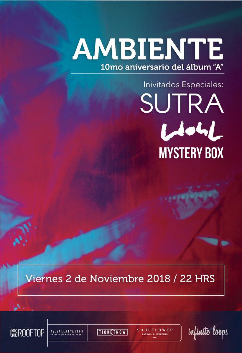 ¡Ya es este viernes 2 de noviembre!, nos vemos junto a <a href="/AmbienteBand/">Ambiente</a>, <a href="/sutramx/">Sutra</a> y #Wohl en #C3Rooftop. 🎶
¿Estás listo para el viaje? 🚀