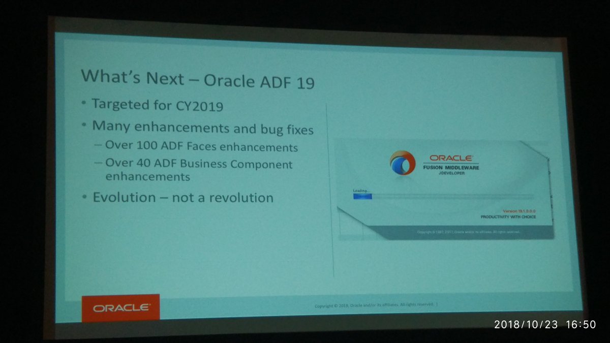 Oracle ADF 19 @JDeveloper @OracleADF was introduced at #oow18 by @JDevShay. Check demo videos on my blog - bit.ly/2ER9Jq1