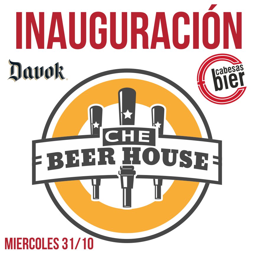 CheMontevideoUY's tweet photo. Este miércoles 31/10 te esperamos para la inauguración de Che Beer House, junto a nuestros amigos de Cerveza Davok y Cabesas Bier Mvd. Las mejores cervezas en un solo lugar ¡No te lo pierdas! https://t.co/fipEcY0DaP