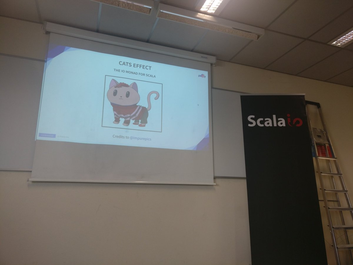 guizmaii's tweet image. #scalaio2018 is very lucky. @volpegabriel87 came from Japan to talk to us about Cats-Effects ! 

🐈
#meow