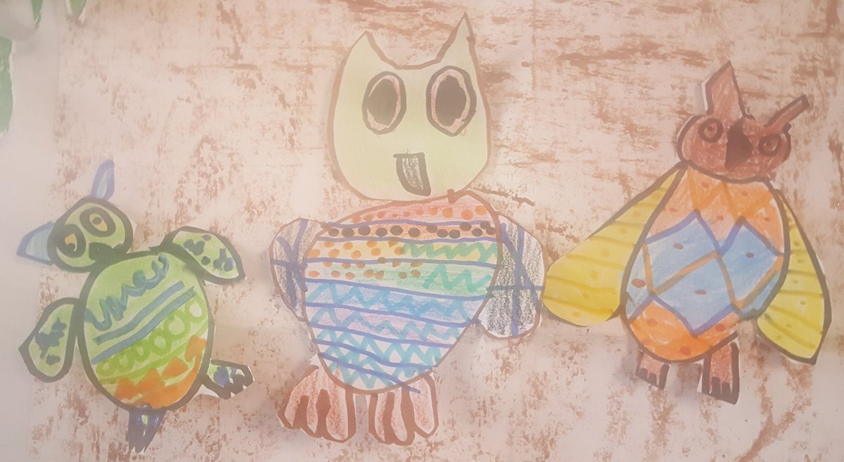 sylmcinerney's tweet photo. Bennies Grade R's created colourful owls @BenniesJP https://t.co/7c8Jiiv0wl