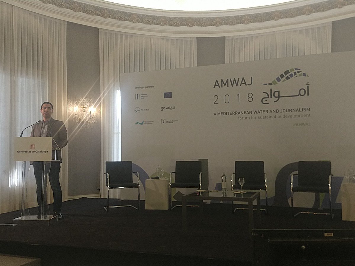 AMWAJAlliance's tweet photo. Here we have the fantastic @Hassan_Water, President of the Arab Youth Parliament for Water @WYPW_PMJE giving our final guest speech of #AMWAJ18 @IWAHQ - 'water is essential to life and the Sustainable Development Goals'
(1/2) https://t.co/KuXzxpA1s3