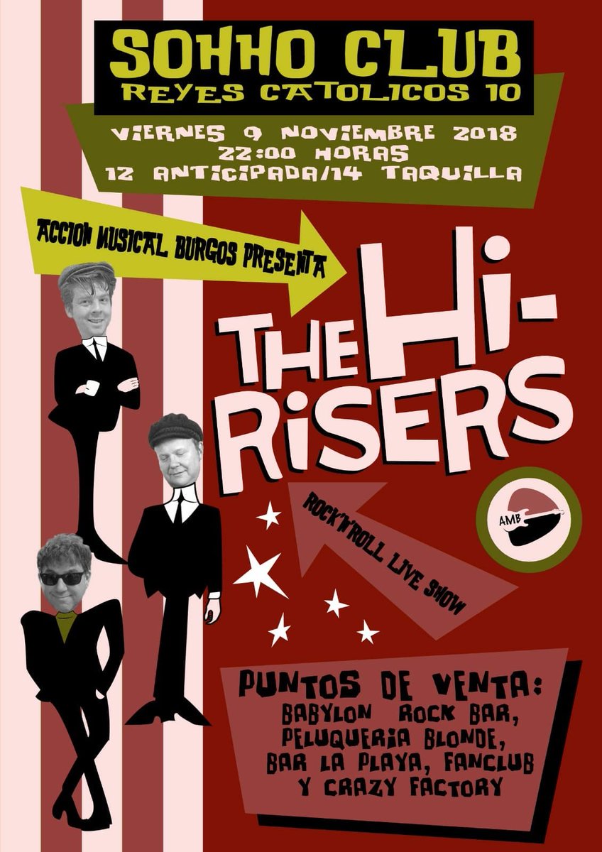 Próximo concierto de rock and roll desde USA de #TheHirisers en <a href="/sohhoburgos/">SOHHO</a> . No te lo pierdas. #burgos #rock