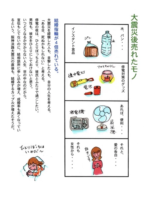 東日本大震災後に描いた4コマです。あの災害は多くの人の生き方に影響を及ぼしました。#東日本大震災　＃今を生きる 