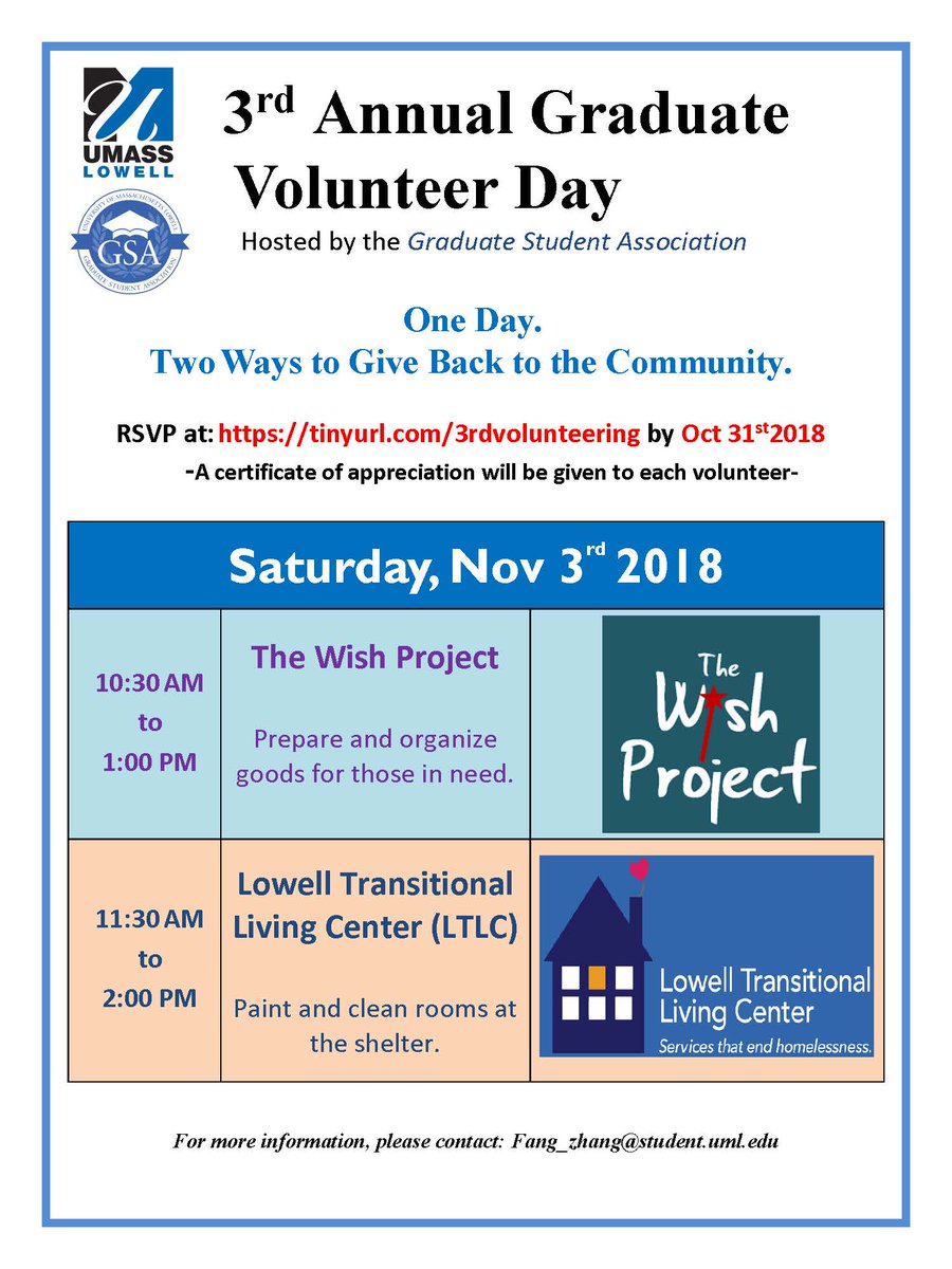 It is give back time to the community! GSA Volunteer Day is here. RSVP to the event by following the link: tinyurl.com/3rdvolunteering