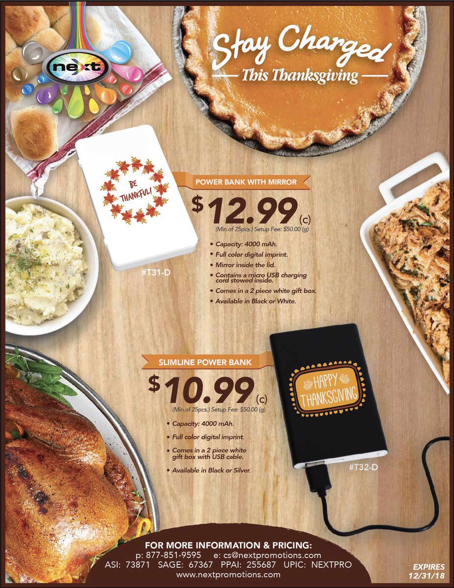 NextPromotions's tweet image. Stay Charged This Thanksgiving with our Power Banks! #powerbank #thanksgiving #promotional