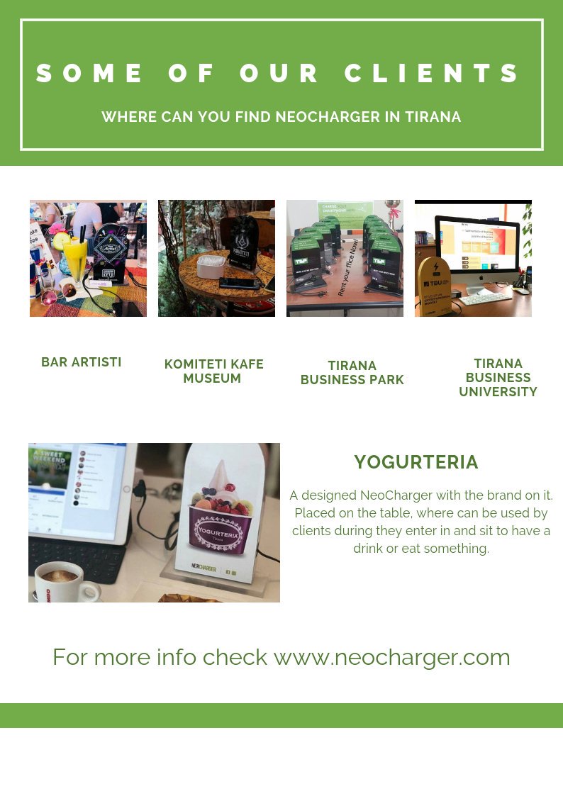 NeoCharger can now be found in more than 150 places! Charge your smartphone at the table sitting with NeoCharger!