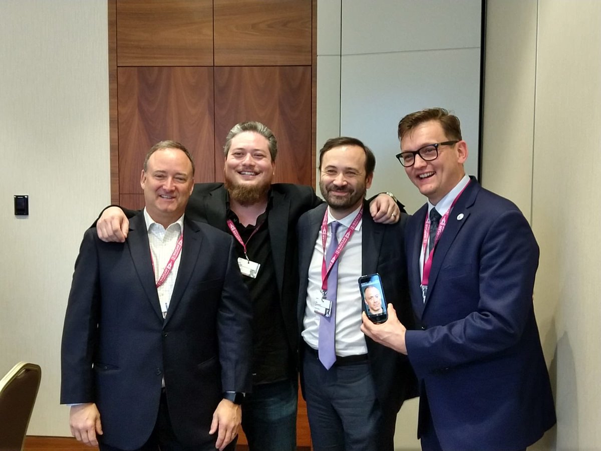 BAMcCown's tweet photo. Had a GREAT time at #WSL2018 in #Warsaw thanks to the attendees, #NSL cohorts, and my colleagues pictured here who I’m honored to call friends. L-R me, @davevenable @iponomarev @worlledge and @PowerVertical https://t.co/Yueqzg1u25