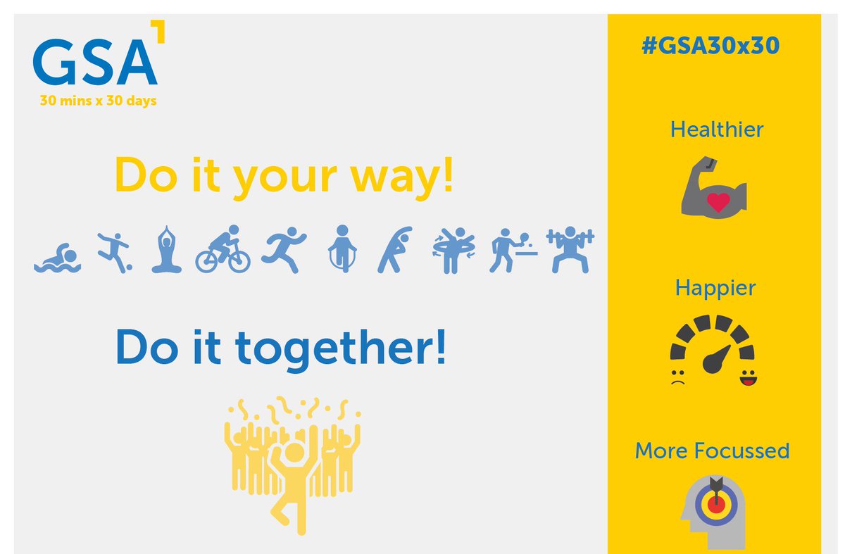 GSASpaceToGrow's tweet photo. In two days' time, over 100 of our global family will be taking part in the #GSA30x30 challenge - 30 minutes of exercise for the 30 days of November. We look forward to sharing some great moments from our global teams #GSASpaceToGrow #GrowWithUs https://t.co/s1yj7nQqmy