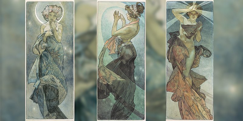 museeluxembourg's tweet photo. Cette semaine c'était la #pleinelune ! Vous vous souvenez du côté mystique d'Alphonse #Mucha ? Selon lui, des forces invisibles guident la vie sur Terre, comme la lune et les étoiles. Envoûtant ! #throwback #ExpoMucha https://t.co/IzvSq8ZUTS
