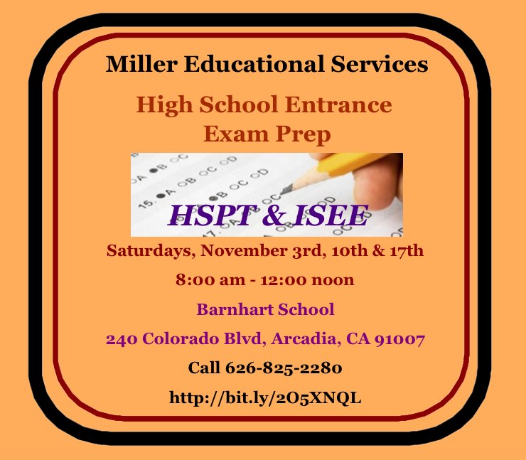 MESLearning's tweet photo. #HSPT #ISEE Test Prep Course November 3rd, 10th &amp; 17th
@BarnhartSchool  
https://t.co/1rPdh4MSKj  
https://t.co/6ISlQbpjSw                        
@StRitaSchoolSM @AngelsSchool @BarnhartSchool @ChandlerSchool @clairbourn @PasadenaWaldorf @waverly_school @mayfieldjs https://t.co/eXrfkle7FP