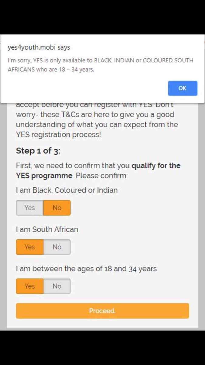 #ANCYouthEmploymentService Pres Ramaphosa’s Yes4Youth program is bigotry at its very best. Just look at this. Disgrace and that after 24 years of the Democratic SA