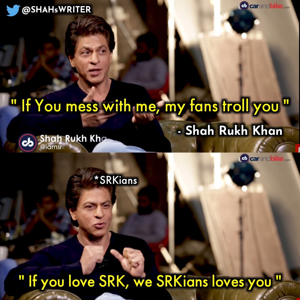 SRKsWRITER's tweet photo. That's SRKIANS for you.. Love our idol will love & respect you..! If u mess don't ever think about it 😉
#3DaysToZeroTrailer https://t.co/Dl8MqjB8T6