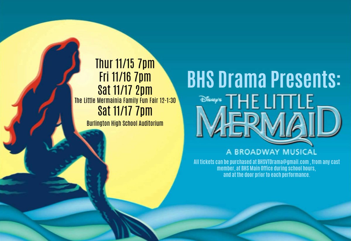 stateofkace's tweet photo. Pre-show tickets are now available for Burlington High School's performances of The Little Mermaid! https://t.co/KPOB0IAP9d https://t.co/RqmoEvcySz