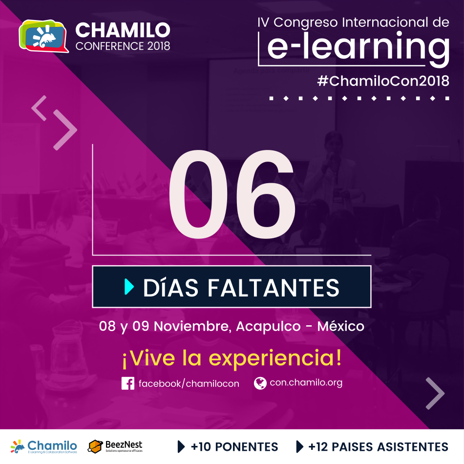 beeznestla's tweet photo. 🕗 CUENTA REGRESIVA ¡Vamos a #ChamiloCon Acapulco - México! ¡Inscríbete Hoy! ➡️ https://t.co/WOJeKP1LUq #congreso #elearning. Diamond Sponsor BeezNest Latino - E-learning https://t.co/gW0sIwv7un