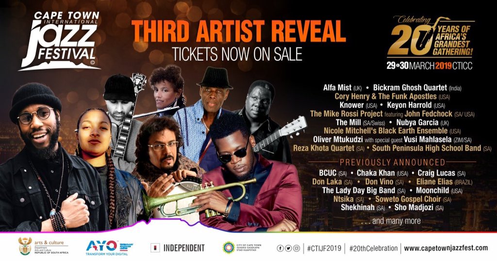 @Cory_Henry & #TheFunkApostles + @AlfaMist are headed to Africa's Grandest Gathering the @CTJazzFest. Can it be next year already!  #CTIJF2019 #celebrating20years