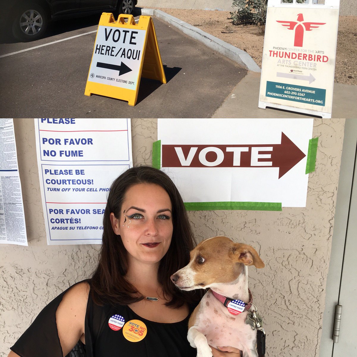 Dropped off my ballot at an early polling site and put up a #NoProp305 sign! #earlyvote #ProtectPublicEd