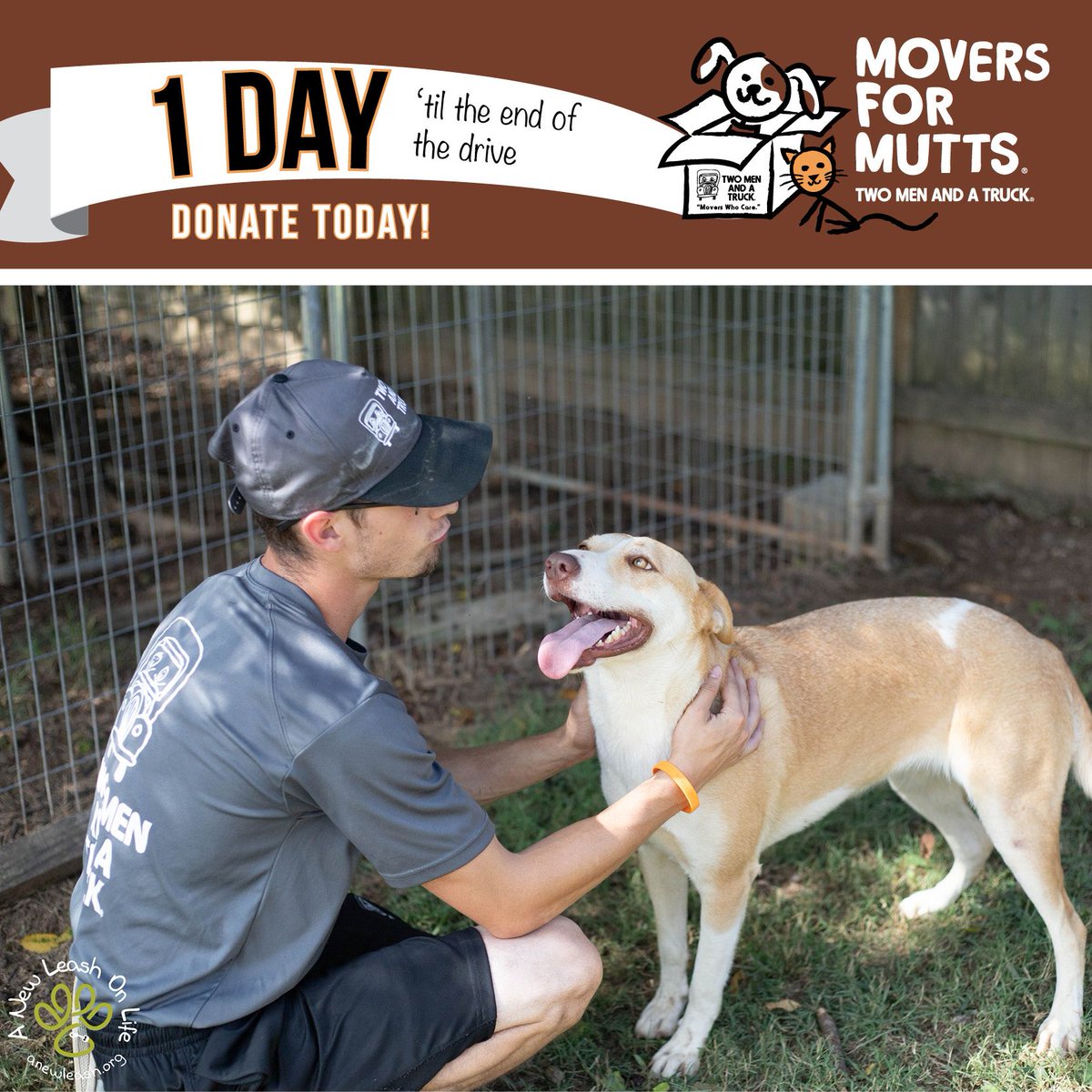 1 day left to donate items for <a href="/twomenhsv/">TWO MEN AND A TRUCK</a> #MoversForMutts drive benefiting <a href="/anewleash/">A New Leash on Life</a>! Drop by the HMCBA Office with dog/cat food, training pads, blankets, etc!