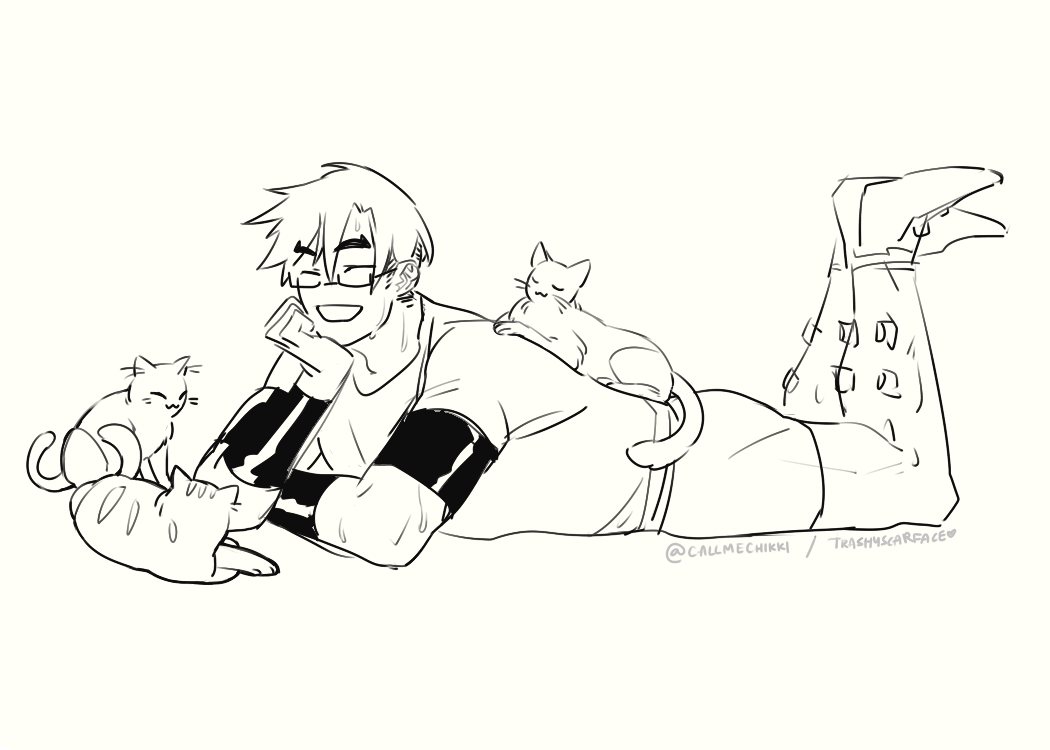 iida running everyday, good. 

iida running everyday but making sure to stop by and say hi to the cats hanging around the campus, ????✨!!! 