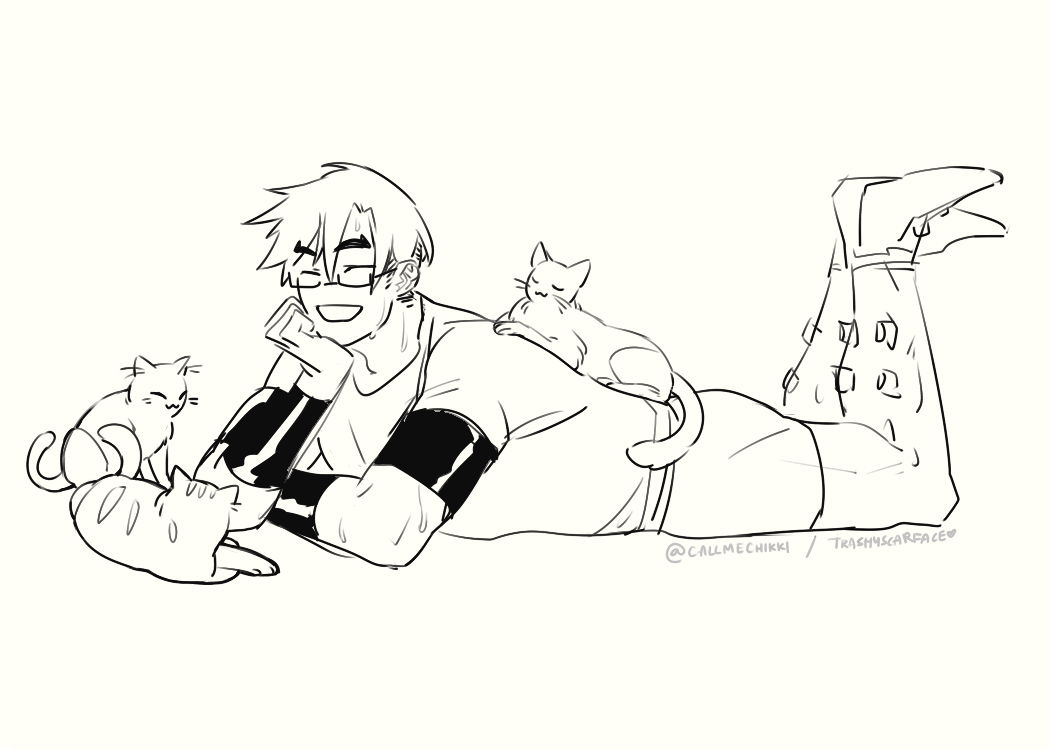 iida running everyday, good.
iida running everyday but making sure to stop by and say hi to the cats hanging around the campus, ????✨!!!