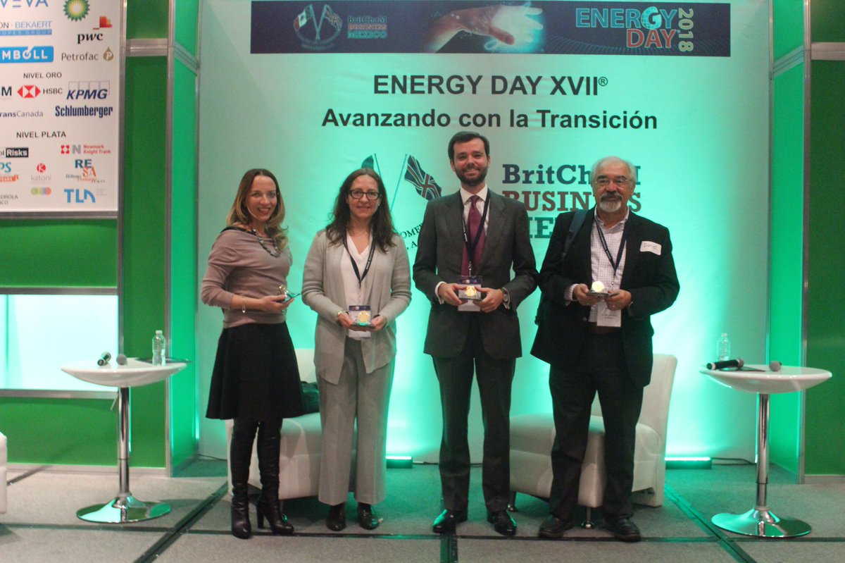 BritChaMexico's tweet photo. The first ever #EnergyDay2018 #GreenPower panel has come to an end. Many thanks to Maricarmen Medrano de @Shell , Verónica Irastorza de @NERA_Economics , Daniel Chacón de ICM y Ramón Salcedo de Zuma for sharing their expertise. https://t.co/oj1kK5GjhD