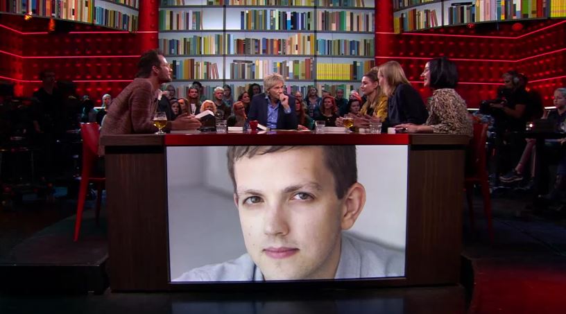 I don't speak any Dutch but my book was apparently on prime time TV in the Netherlands, picked by booksellers (who drink beer while reading from it!) as book of the month &amp; my giant face was put on every TV I've passed out/am cracking up.  dewerelddraaitdoor.bnnvara.nl/media/427874