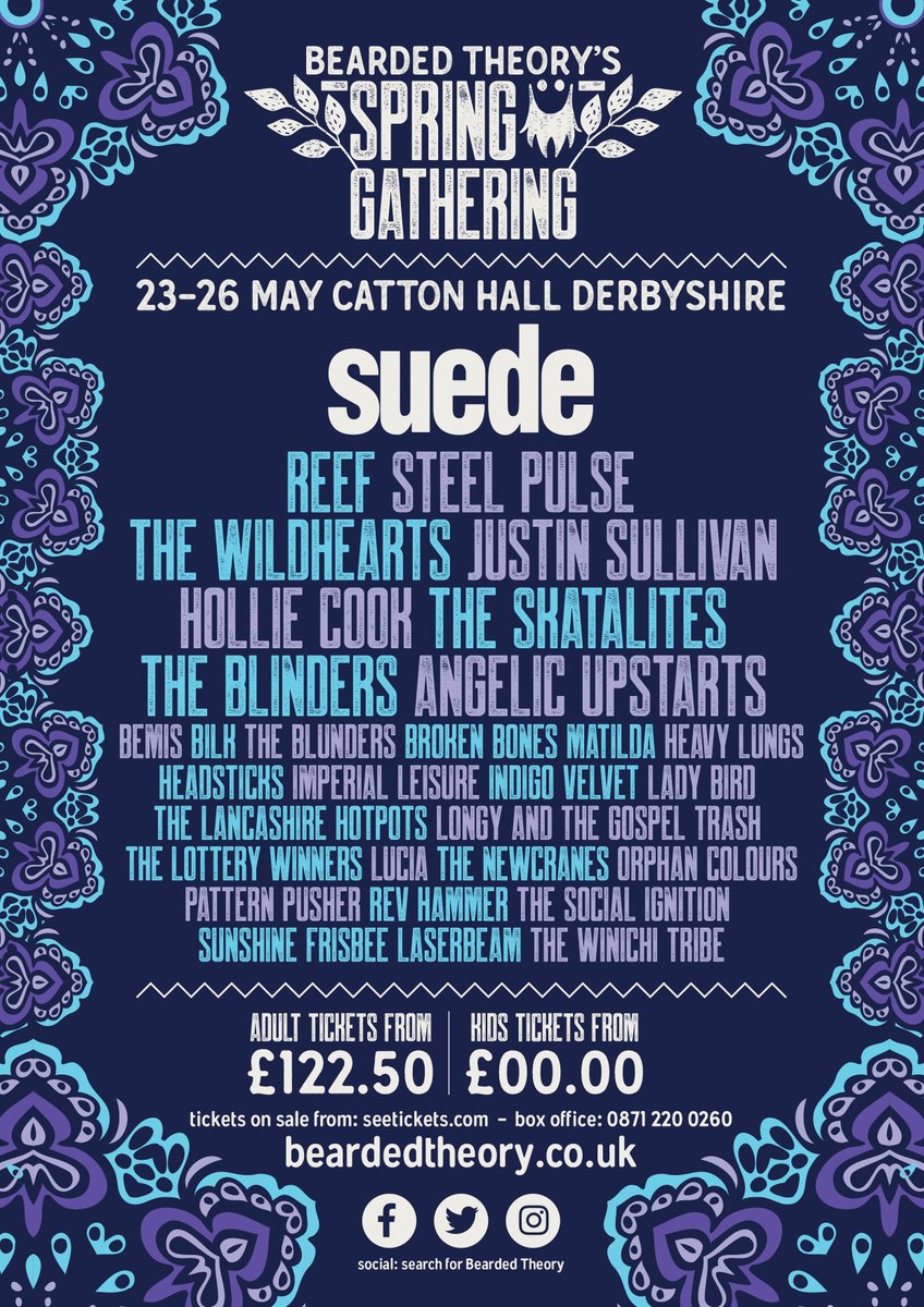 beardedtheory's tweet image. LINE-UP ANNOUNCEMENT ✌️

we are delighted to announce our first wave of acts to perform including our Friday headliners... @suedeHQ

Other acts include; @reefband @steelpulse @TheWildhearts @holliecookie @TheBlindersBand and many more...

tickets &amp;gt; beardedtheory.co.uk 🎟️