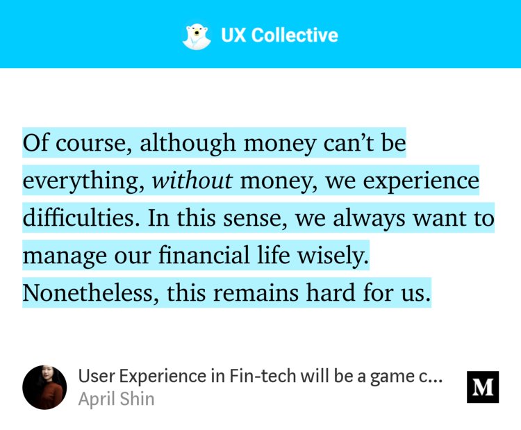 oli_lapo's tweet image. So true: "User Experience in Fin-tech will be a game changer" - April Shin uxdesign.cc/user-experienc…