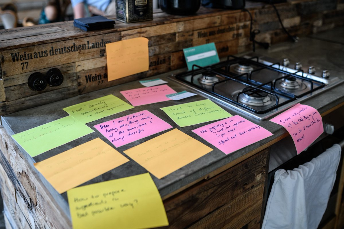 ckconf's tweet photo. Post-its! Everywhere colourful post-its were filled with the results of the workshops. As you can see the Connected Kitchen Conference was not just a digital event. https://t.co/hz0JEI7qHF