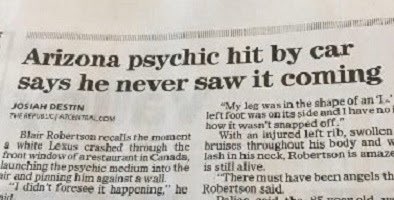 Image result for Arizona psychic hit by car he never saw coming"