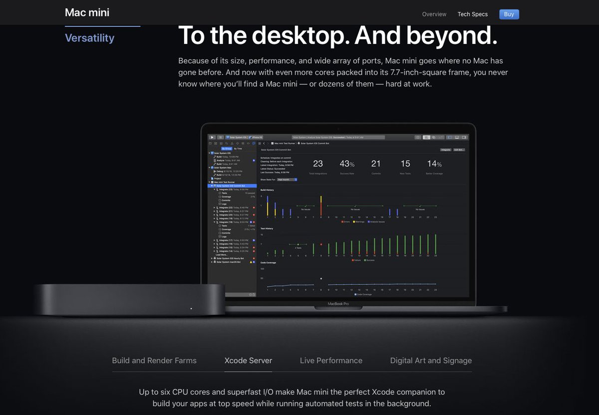 Shashikant86's tweet image. One thing from #AppleEvent strikes me that @Apple is not going to kill Xcode Server for sake of @buddybuild for sure. Look Xcode Server mentioned in the Mac Mini promotion 🖥️ #Xcode10 #XcodeServer #MobileDevOps
apple.com/mac-mini/