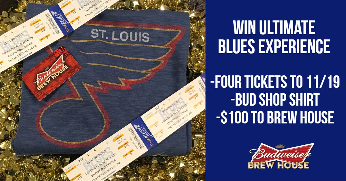 Budweiser Brew House Attention Blues Fans This Is The Giveaway For You Enter To Win Four Tickets To An Upcoming Blues Game Along With Dinner And A Shirt Enter Here T Co Esd4wthbnp