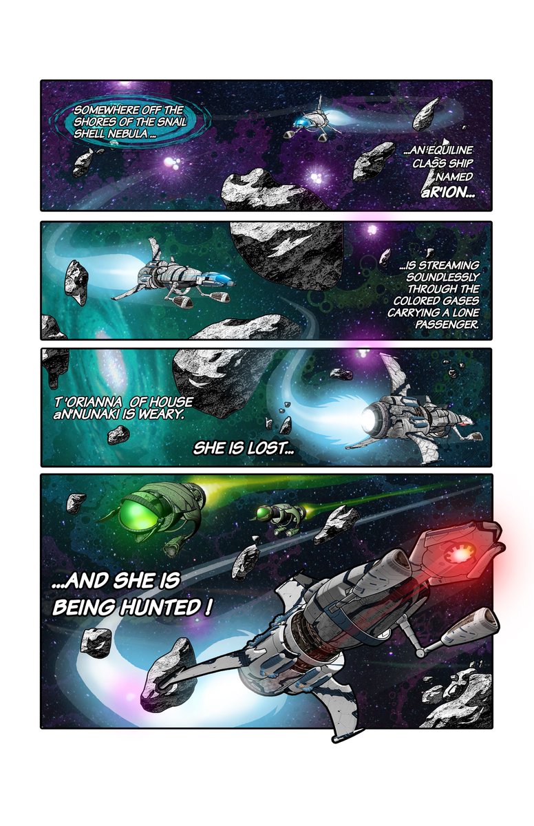 A sneak peek at our upcoming comic DANCES IN EXILE, Page 1! Oh, the drama!!!

#independentcomic #indiecomics #comicbook #scifi #sneakpeek #preview #spaceship #galaxy #nebula #space #dogfight #IndieArtists #DancesInExile