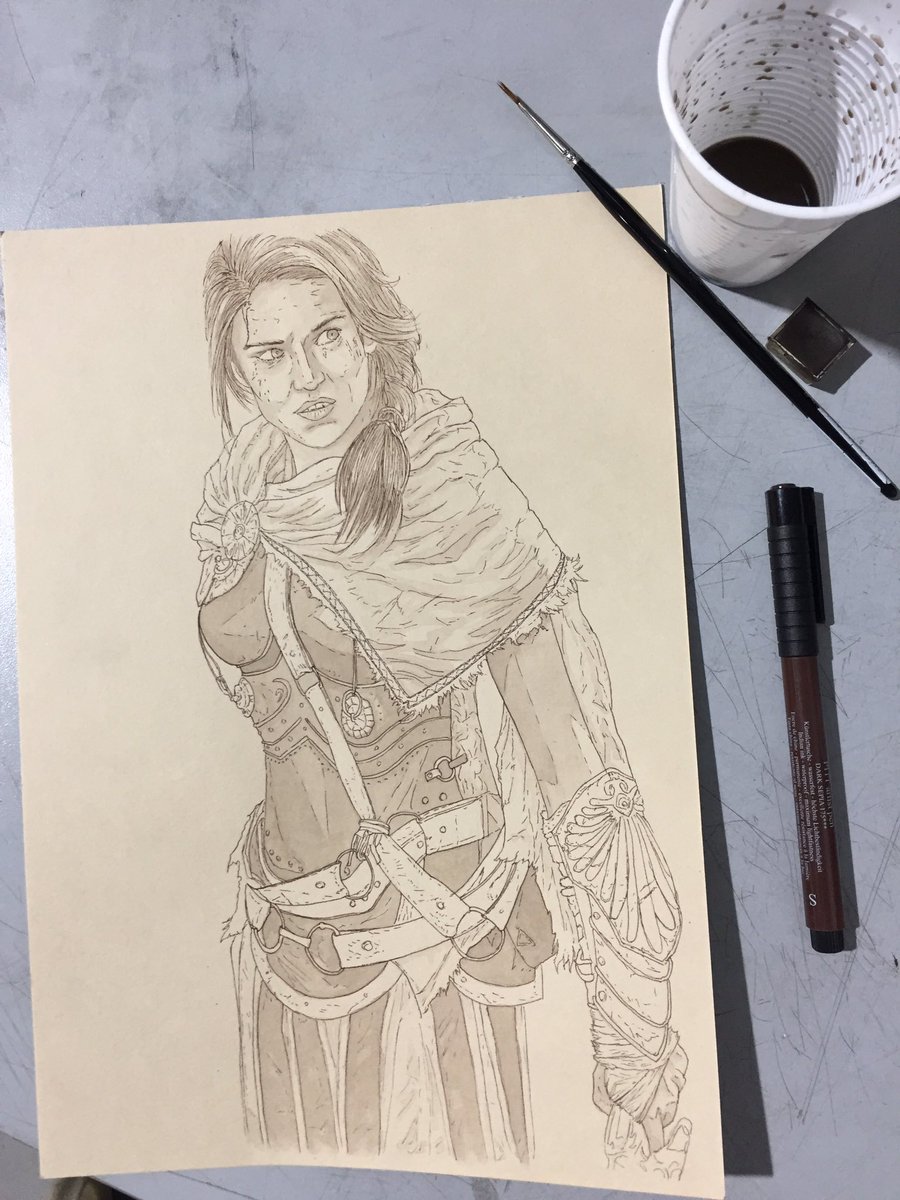 ZeBouchon2's tweet photo. Un peu d aquarelle pendant la pause dej ce midi.
#FunInProgress ๐#AssasinsCreedOdyssey
Fan art from @MissSkunk cosplay https://t.co/pKpJgIUhpx