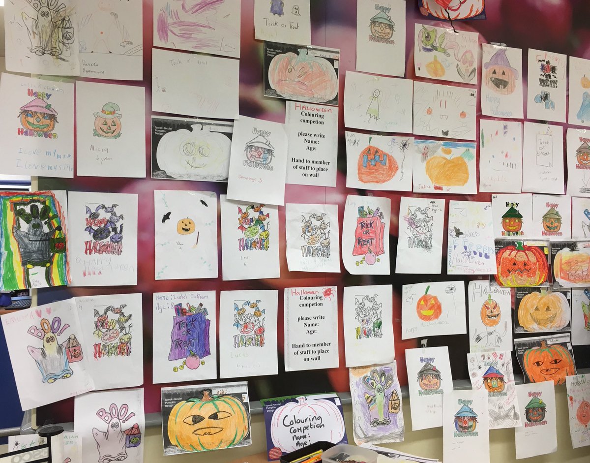 #TescoCheshuntMetro wow fantastic response to the #HalloweenColouringCompetition over 60 entries from our customers children @Group42South