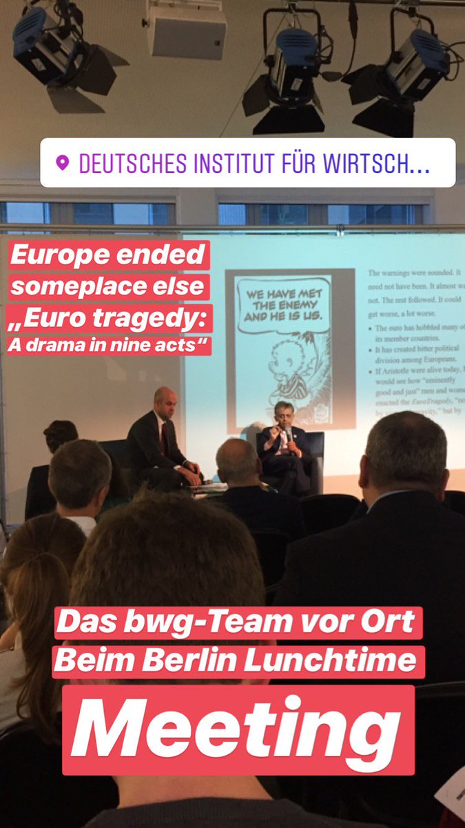 das Team der bwg vor Ort beim <a href="/DIW_Berlin/">DIW Berlin</a>, #Berlin #Lunchtime #Meeting.  Spannede Buchvorstellung von @AshokaMody, “Euro Tragedy: A Drama in Nine  Acts”.