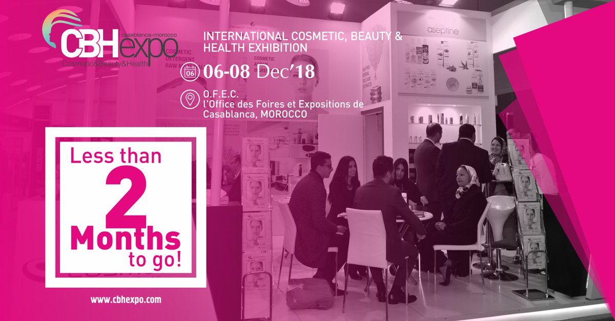 less than 2 months to go! do not miss the opportunity to join our network! #beautyexpo #cbhexpo #moroccobeautyshow #moroccocosmeticexhibition #cosmeticevent #morocco #casablancaevents #fair #exhibition