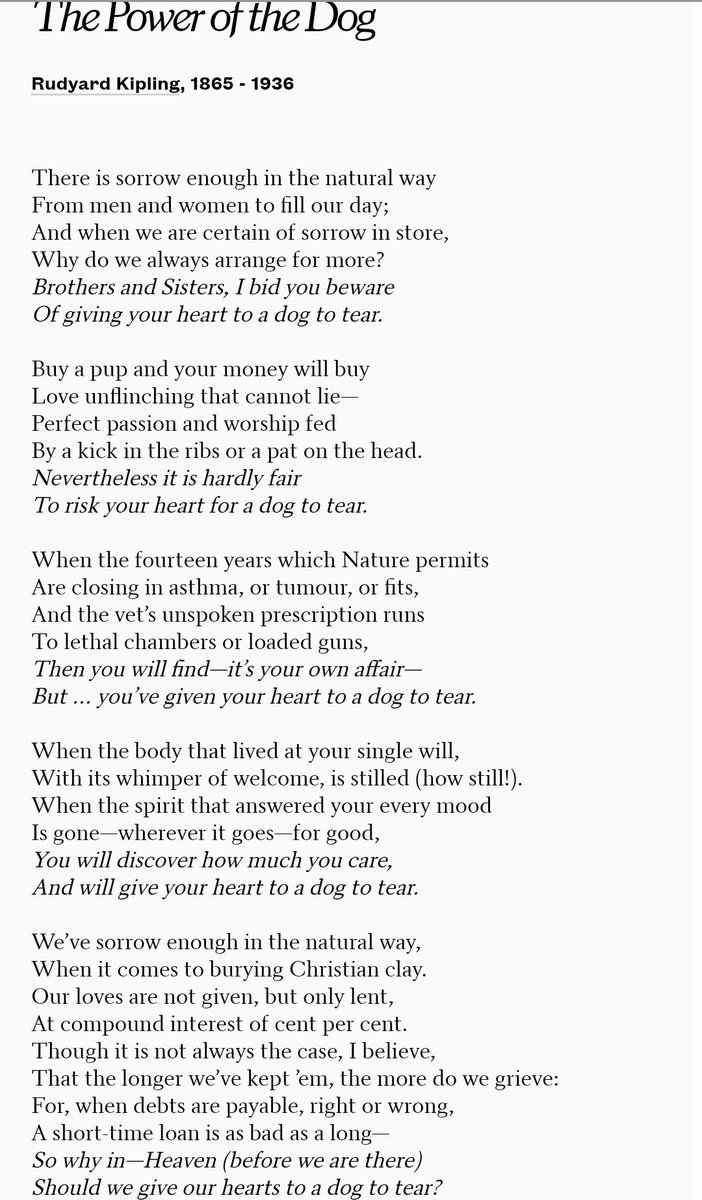 ️ Give your heart to a dog to tear. Rudyard Kipling The Power of the