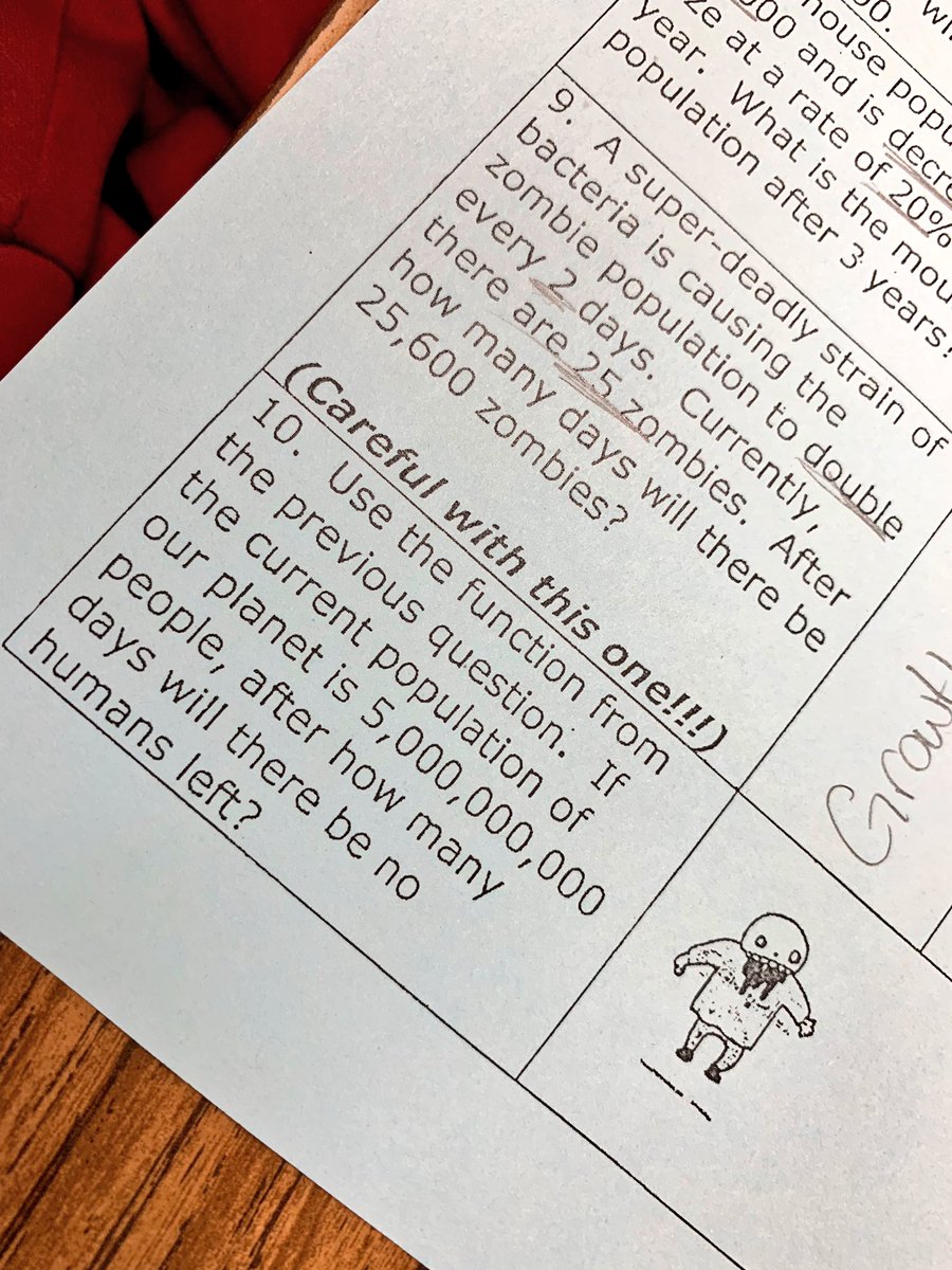 teachingblair's tweet image. Zombies in Algebra 1, just in time for Halloween 🎃 👻 #exponentialfunctions