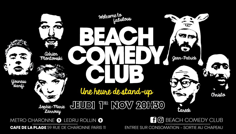 Viens rigoler en faisant le pont au <a href="/beachcomedyclub/">Beach Comedy Club</a> à 20h30 au 59 rue de Charonne <a href="/Paris/">Paris</a> 
#viensbeacher