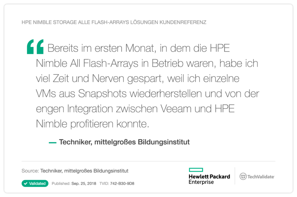 HPE_DE's tweet photo. Mit zuverlässig schnellen, extrem einfachen und cloudfähigen #FlashArrays können Sie Workloads flexibel bereitstellen und #Daten zwischen lokalen und externen Standorten problemlos verwalten. Erfahren Sie mehr: https://t.co/C9HezsW23j #HPETechValidate #CaseStudy #NimbleStorage https://t.co/z1i50k6A5D