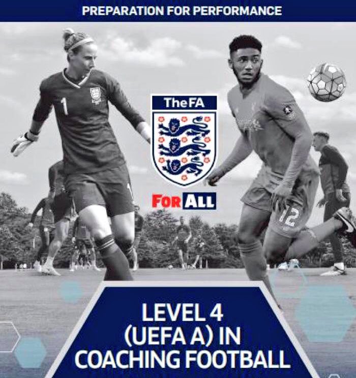 Really pleased to have been accepted onto the @FA UEFA A Licence for 2018/19 @StGeorgesPark #UEFAALicence 

This season i am also completing my PGCE in Education and Training, and my UEFA B in Futsal, thank you to everyone who has helped me on my journey. 

😬