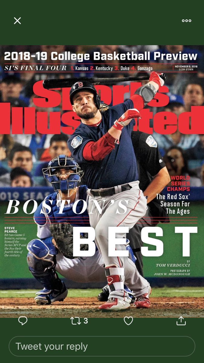 And on the latest SI cover.... from the University of South Carolina..... first baseman.. STEVE PEARCE!!!!!!