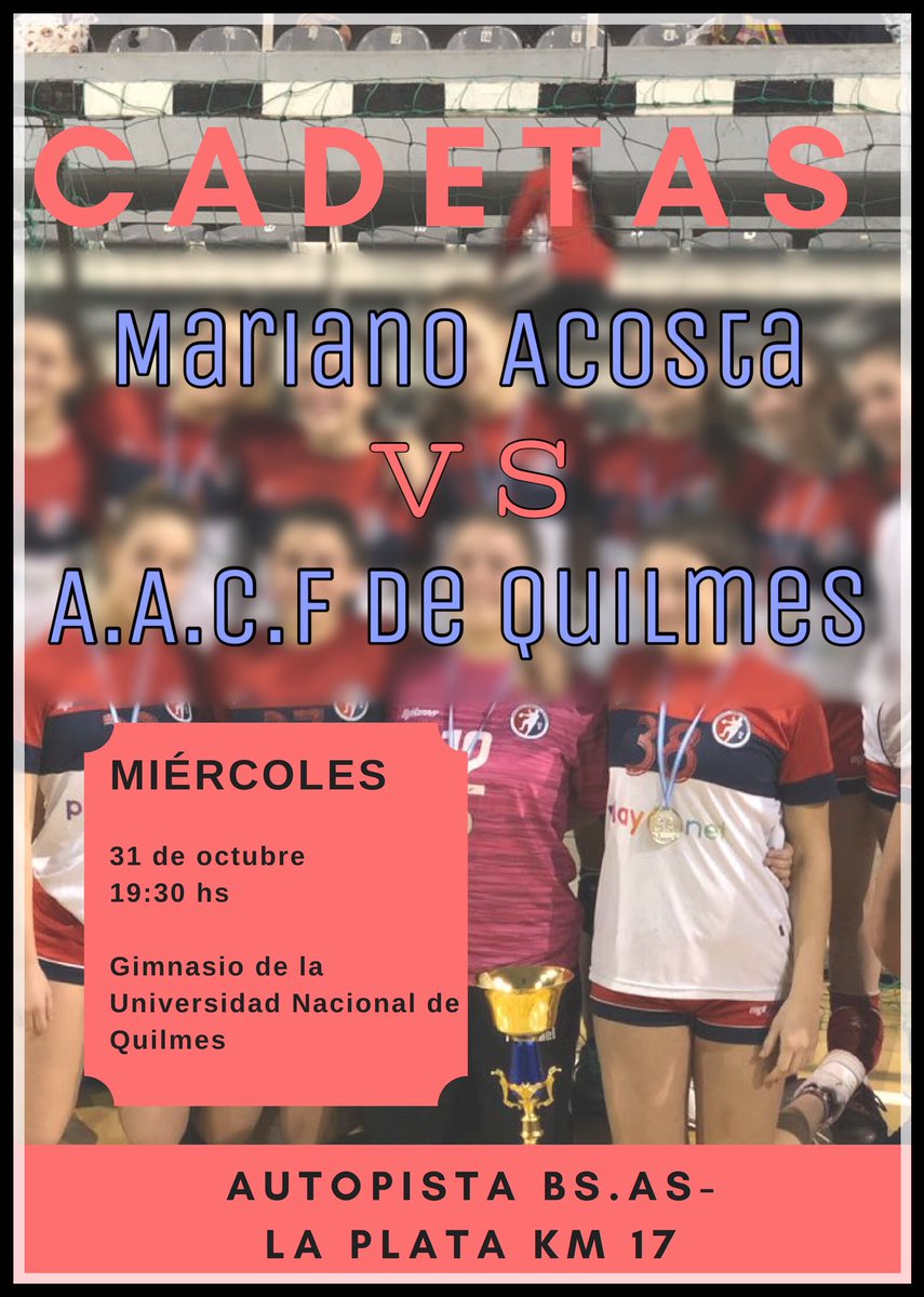 #InferioresDamas partido reprogramado para el miércoles, 31 de octubre. Un partido que nos puede poner un poquito más cerca de la meta. Vamos las Cadetas!!!!